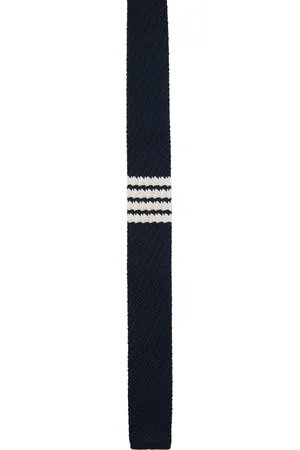 Thom Browne Navy Silk Knit 4-Bar Tie