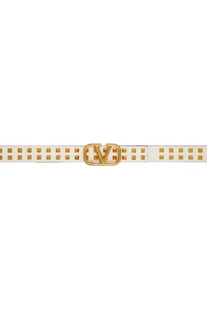 VALENTINO GARAVANI White Studded VLogo Belt
