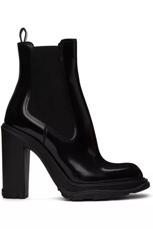 Alexander McQueen Women Ankle Boots - Black Tread Heeled Chelsea Boots