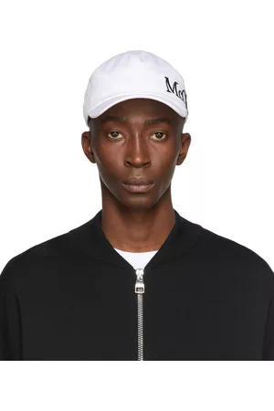 Alexander McQueen Men Caps - White Logo Baseball Cap