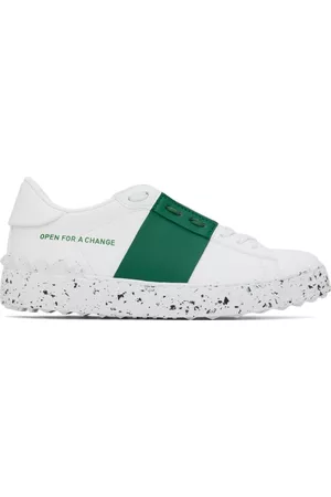 VALENTINO GARAVANI Women High Top Sneakers - White & Green Open For A Change Sneakers