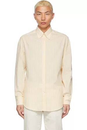 Brunello Cucinelli Men Sleeveless Shirts - White & Yellow Basic Fit Shirt