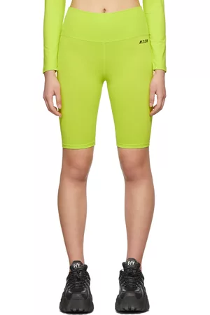 Msgm Women Shorts - Green Micro Logo Bike Shorts