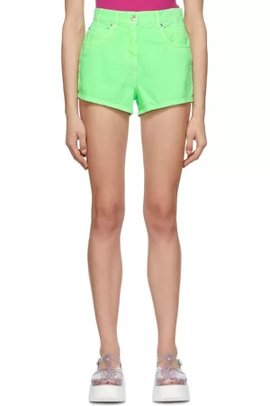 Msgm Women Shorts - Green Denim Shorts