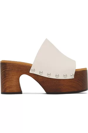 Marni Women Sandals - Off-White Wood Clog Sandals