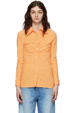Msgm Women Sleeveless Shirts - Orange Polyester Shirt