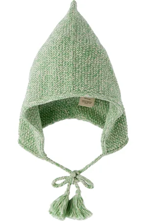 Misha & Puff Baby Green & White Cottonseed Bonnet