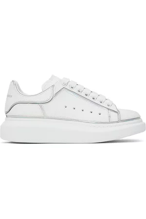 Alexander McQueen Men High Top Sneakers - White & Silver Oversized Sneakers