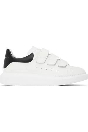 Alexander McQueen Men High Top Sneakers - White & Black Oversized Triple Strap Sneakers