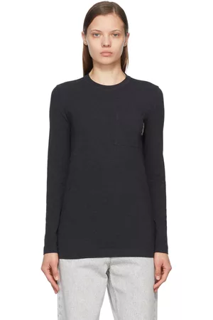 Brunello Cucinelli Women Long Sleeve - Grey Cotton Long Sleeve T-Shirt