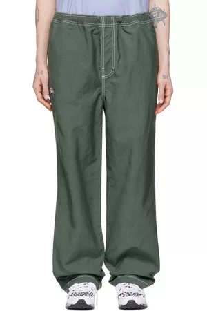 STUSSY Women Pants - Green Nylon Trousers