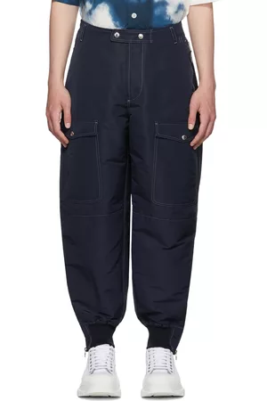 Alexander McQueen Men Elastic Cargo Pants - Navy Recycled Polyester Cargo Pants