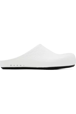 Marni Women Loafers - White Leather Sabot Loafers
