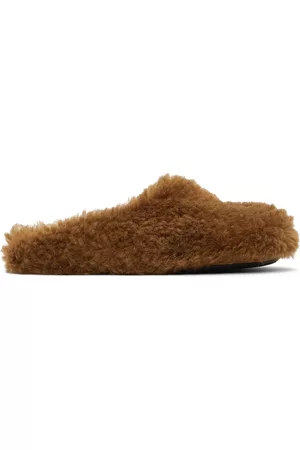 Marni Women Flip Flops - Brown Shearling Fussbett Sabot Slippers