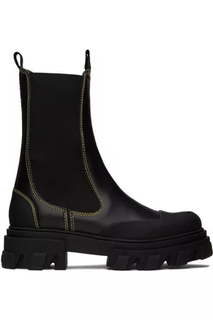 Ganni Women Boots - Black Cleated Mid Chelsea Boots