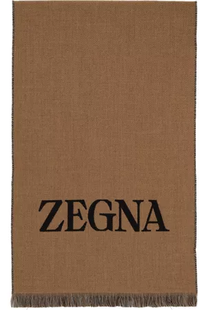 Z Zegna Men Scarves - Tan & Gray Wool Scarf