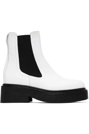 Marni Women Ankle Boots - White & Black Leather Chelsea Boots
