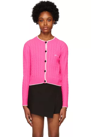 Msgm Women Cardigans - Pink Embroidered Cardigan