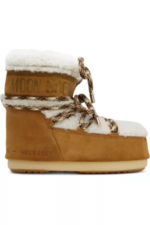 Moon Boot Women Ankle Boots - Tan & Off-White Mars Shearling Ankle Boots