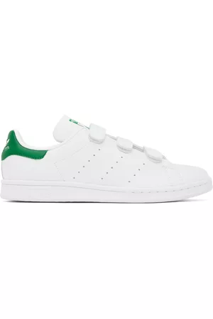 adidas Men High Top Sneakers - White & Green Stan Smith Sneakers