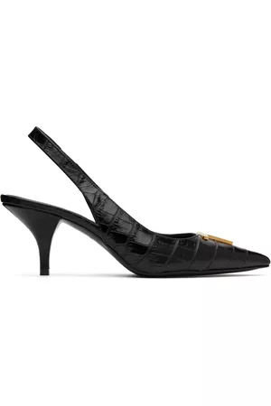 Tom Ford Women Heels - Black Croc Slingback Heels