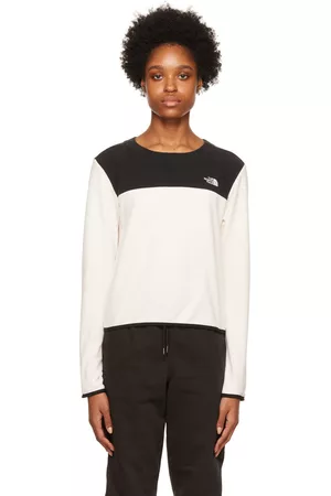 The North Face Women Sweatshirts - Off-White & Black TKA Glacier Sweatshirt