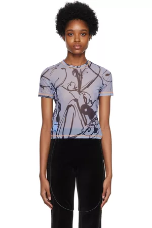 McQ Women T-shirts - Blue Printed T-Shirt