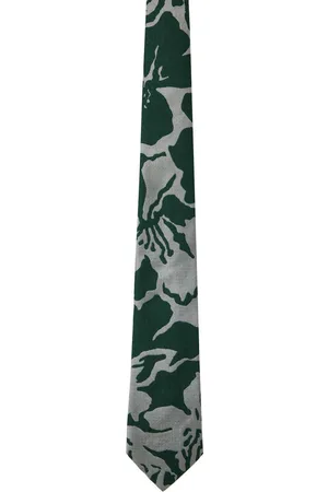 DRIES VAN NOTEN Green & Silver Jacquard Tie