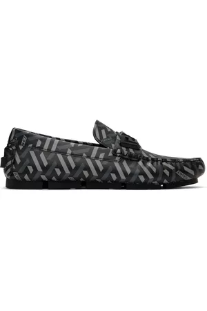 VERSACE Men Loafers - Gray La Greca Loafers