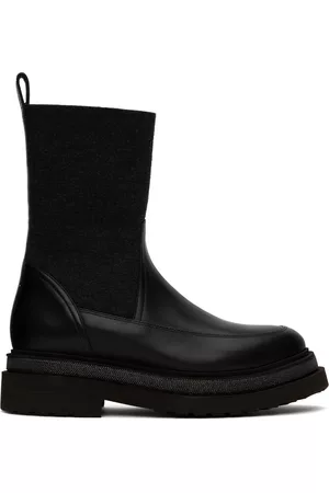 Brunello Cucinelli Women Ankle Boots - Black Leather Chelsea Boots