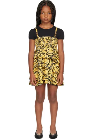 VERSACE Kids Black & Yellow Barocco Dress