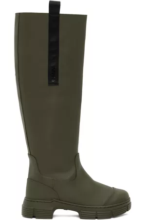 Ganni Women Boots - Khaki Recycled Rubber Country Boots