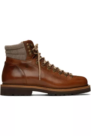 Brunello Cucinelli Men Boots - Brown Paneled Boots