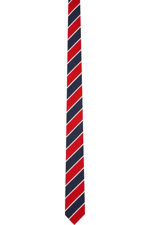 Thom Browne Red & Navy Awning Stripe Neck Tie