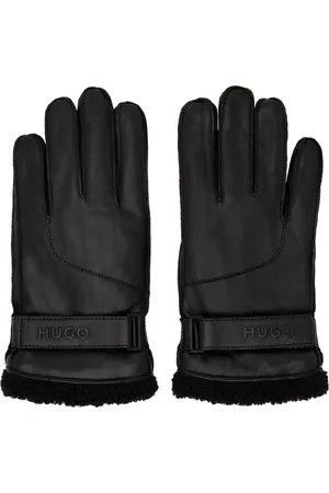 HUGO BOSS Men Gloves - Black Leather Gloves