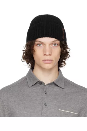 Z Zegna Black Rolled Brim Beanie