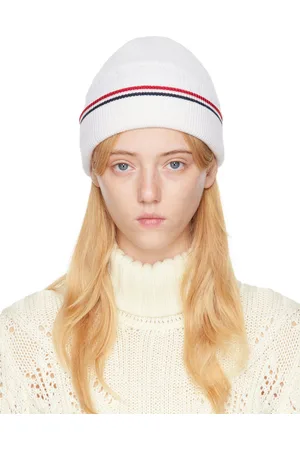 Thom Browne Women Beanies - White Pointelle Beanie