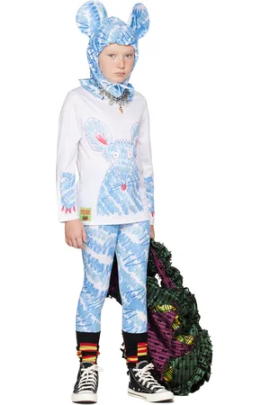 Chopova Lowena Hats - SSENSE Exclusive Kids White & Blue Fuzzy Mouse Costume