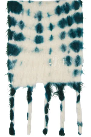 Jil Sander Blue Tie-Dye Scarf