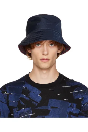 Salvatore Ferragamo Navy Reversible Bucket Hat