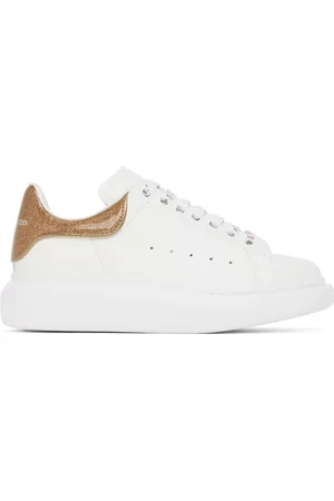 Alexander McQueen Women High Top Sneakers - White & Gold Oversized Sneakers