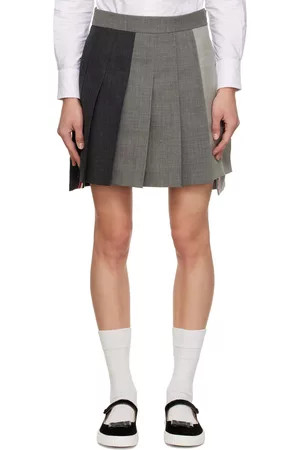 Thom Browne Grey Pleated Miniskirt