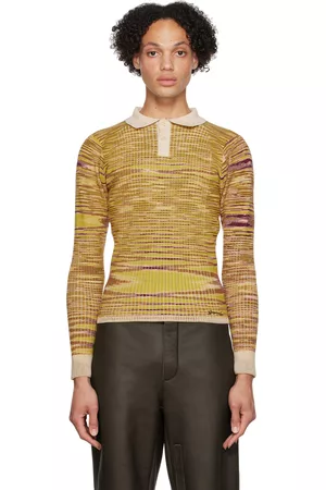 Jacquemus Men Long Sleeve Polo Shirts - Yellow Le Papier 'La Robe Zucca' Polo