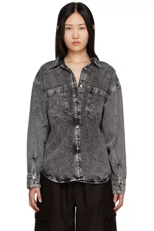 HUGO BOSS Women Denim Shirts - Gray Faded Denim Shirt