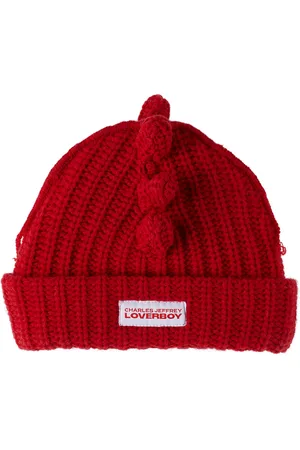 Charles Jeffrey Loverboy Beanies - SSENSE Exclusive Baby Red Chunky Spikes Beanie