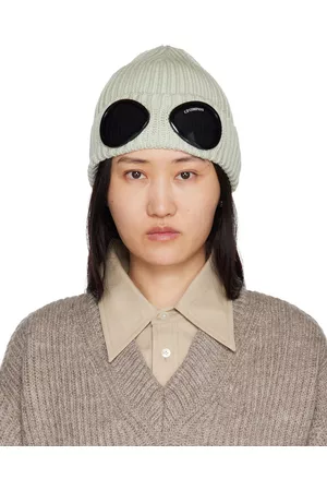 C.P. Company Women Beanies - Off-White Wool Goggle Beanie
