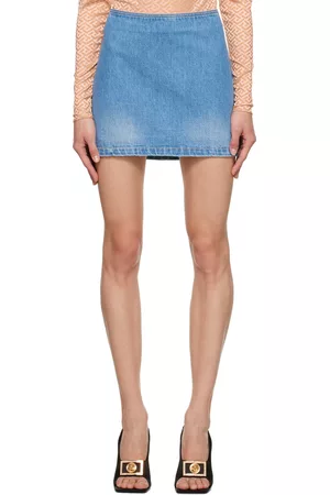 VERSACE Women Mini Skirts - Blue Medusa Denim Miniskirt