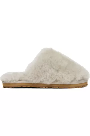 Mou Women Flip Flops - Gray Sheepskin Fur Slippers