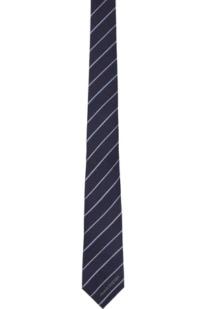 Alexander McQueen Men Neckties - Navy Striped Tie