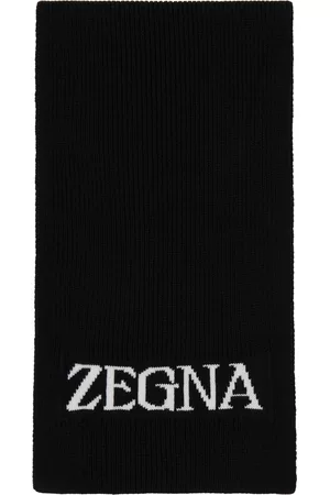 Z Zegna Men Scarves - Black Logo Scarf
